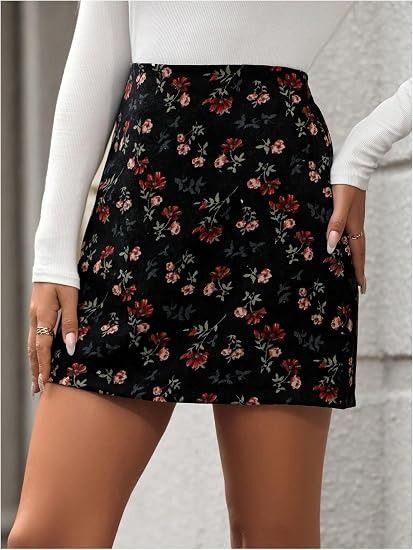 Black Floral Mini Skirt image 3